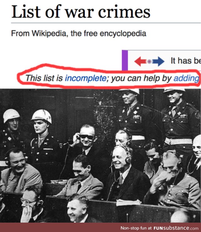 Laughs as a top tier war crime contributor