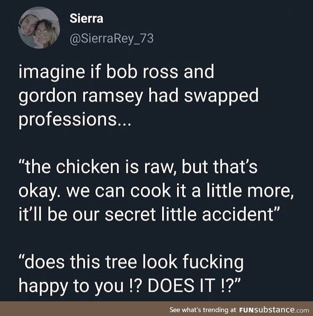 I want a Bob Ross similar to Gordon Ramsey