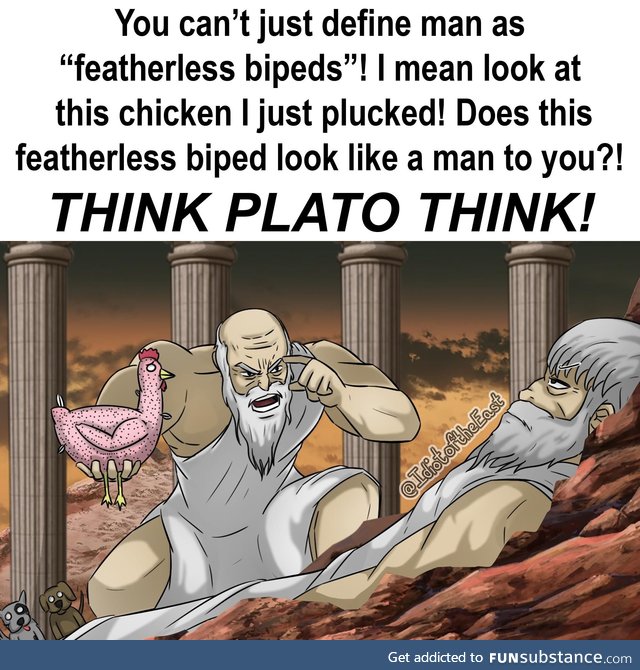 Mad man Diogenes burning Plato