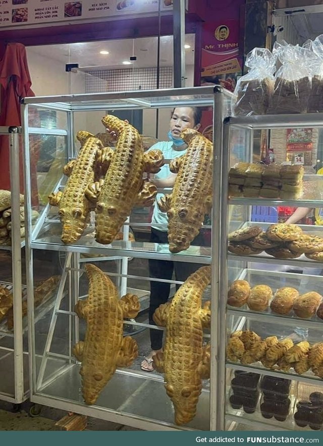 越南 bakery makes crocodile breadstuffs