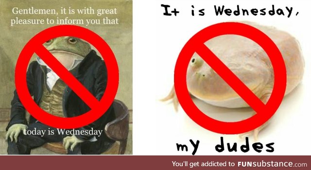Be Original. Original Wednesday frog memes are not banned, The two exact copies of these