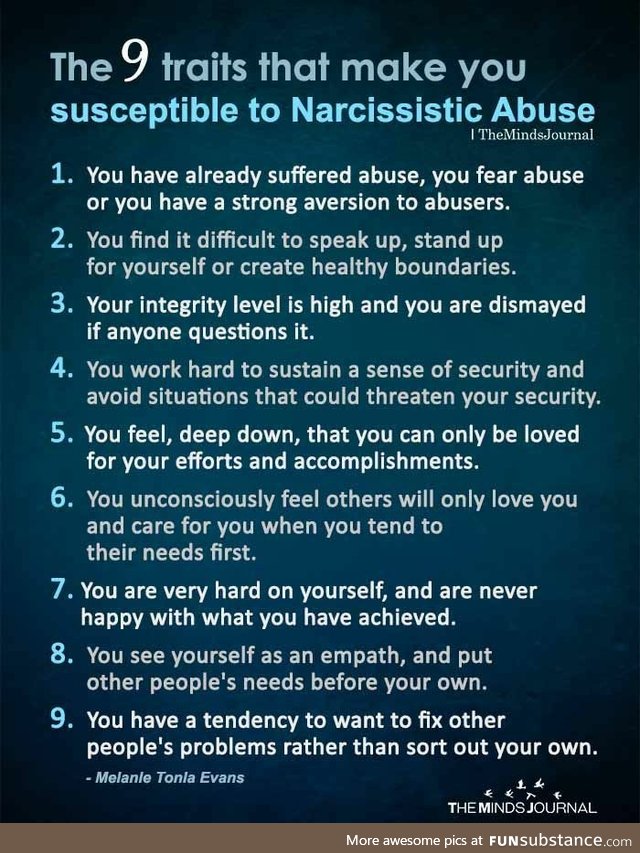 Traits that make you more susceptible to narcissistic abuse