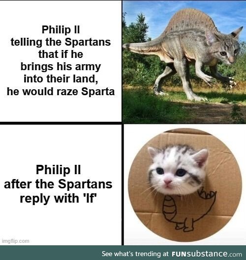 The 'Laconic Dino-Kitty'; Sparta's fiercest weapon