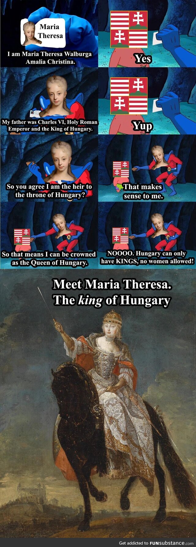 Maria Theresa had to be crowned as the 'King' of Hungary because there was no provision