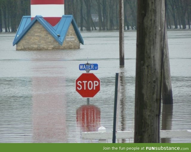 Illiterate water, can't read the sign