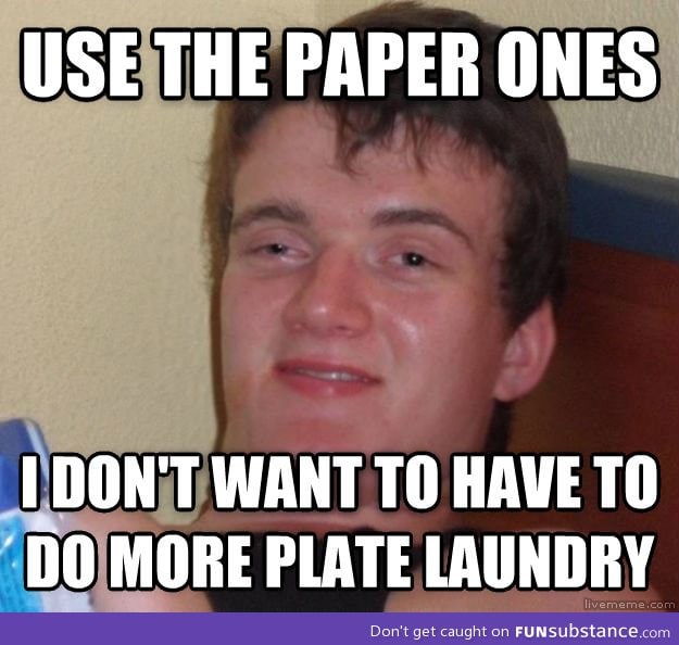 Dishes. The word I was looking for was dishes