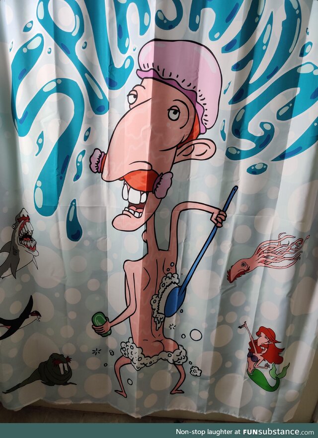 My friend's interesting taste in shower curtains