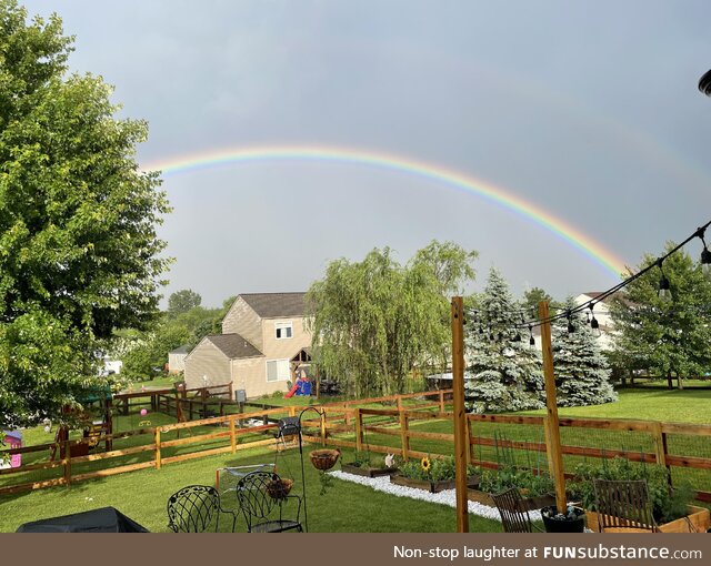 [OC] I saw a double rainbow two days ago during a break in a storm
