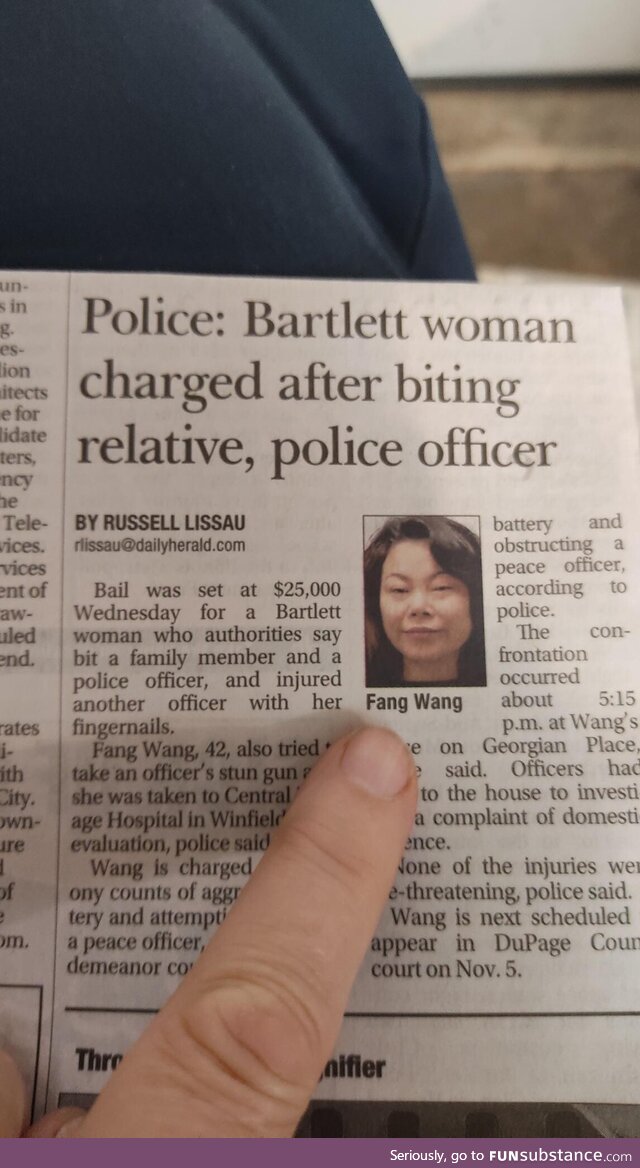 Ironic title and name of person in this article in the newspaper