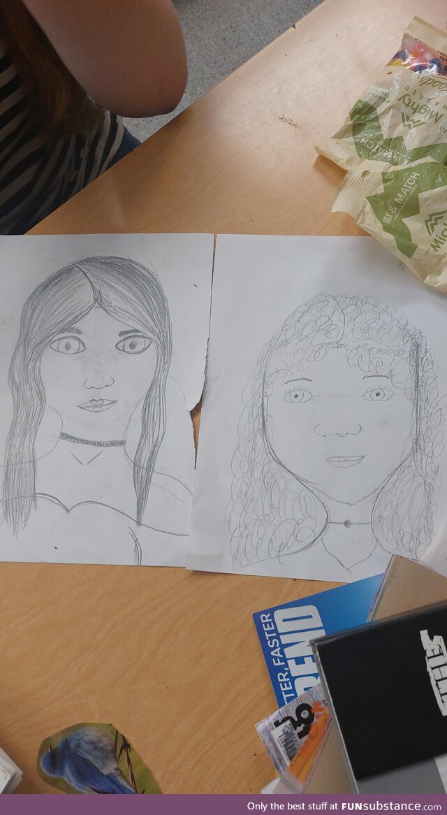 Despite many setbacks a kid I work with insisted she could teach me to draw faces. This