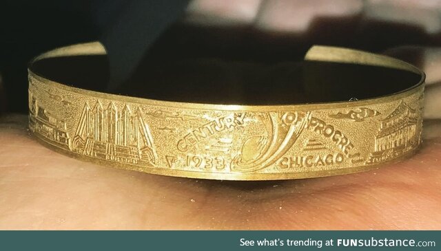 [OC]My 1933 Chicago World’s Fair souvenir bracelet