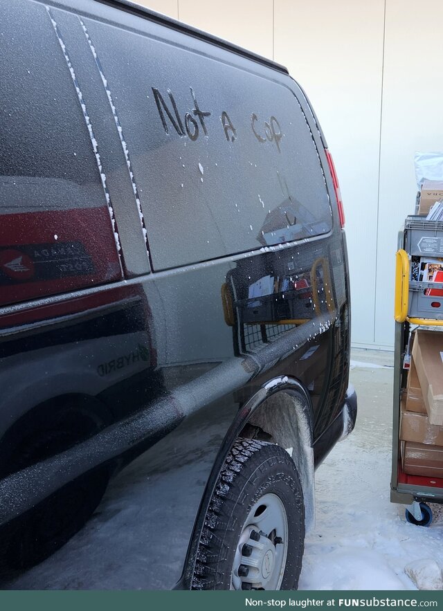 [OC] One of my coworkers had a rental van to deliver packages today. I had to write this
