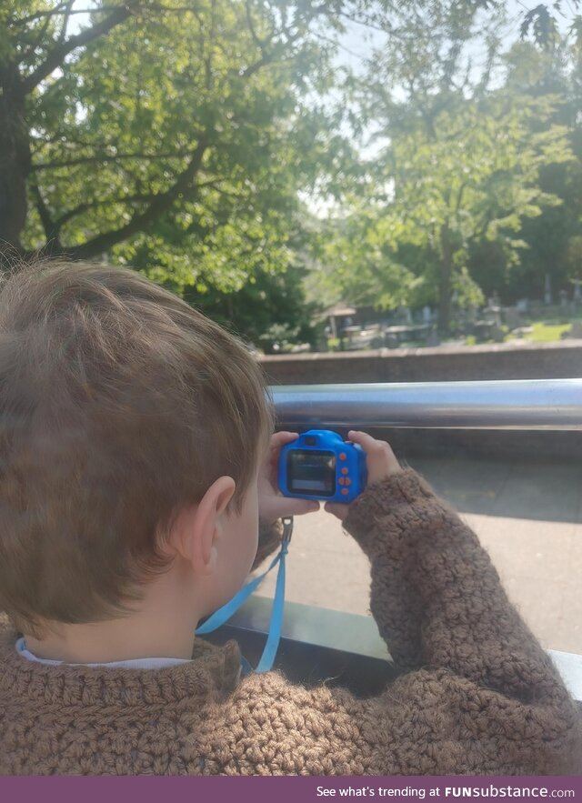I took my nephew on a tour bus ride of Philadelphia. He just took pictures of the