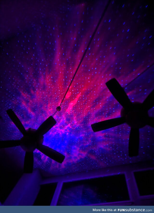 Mesmerizing ceiling light show at family member's house