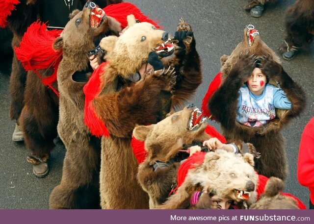 Ursul bear dance - Romania…. Bear skin can be up to 50.0kg!