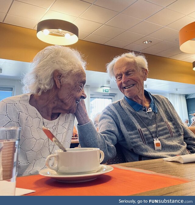 [OC] Took my grandma to see my grandpa. Together 70 years and now separated due to health