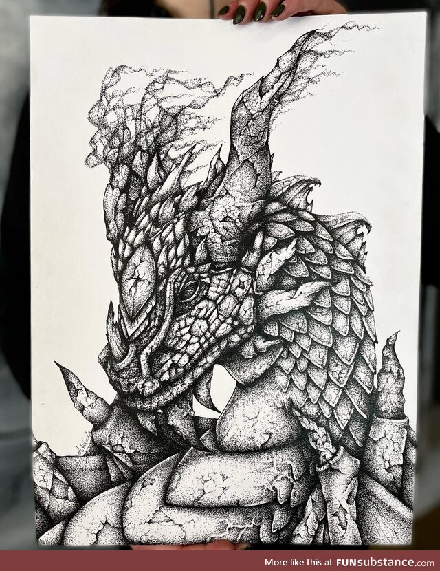 [OC] My first large stippling drawing and I spent 120 hours over 3,5 months on it