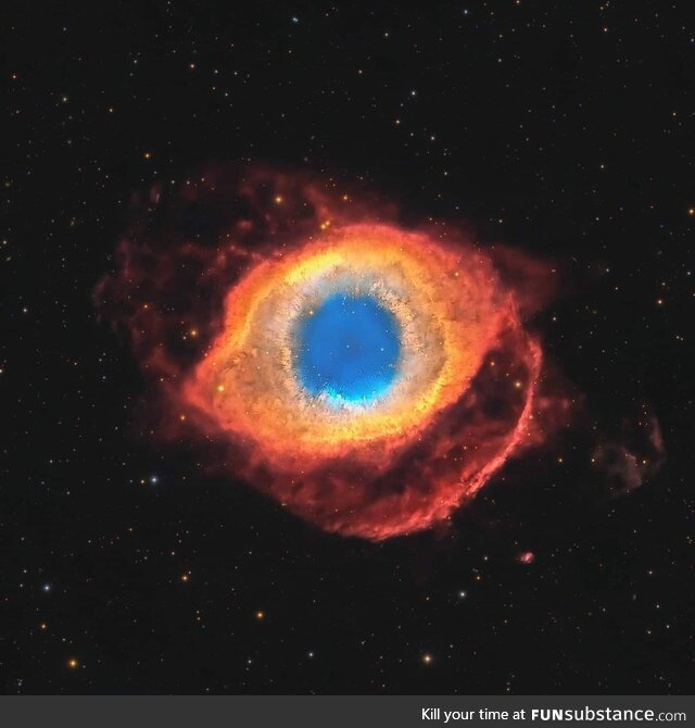 107-hour long exposure of the Helix planetary nebula known as the Eye of God