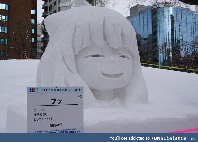 Anya snow sculpture at Sapporo Snow Festival
