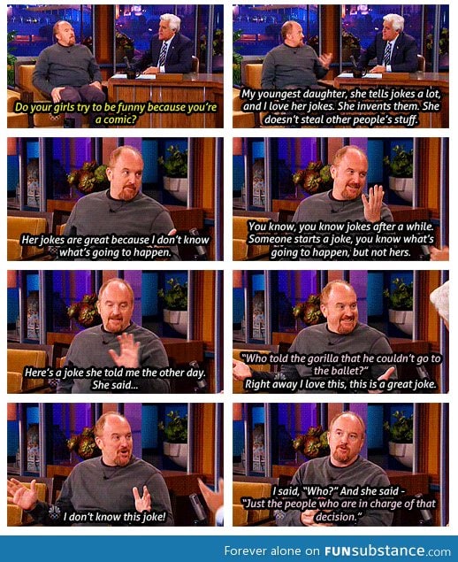Louis ck's daughter tells an anti-joke