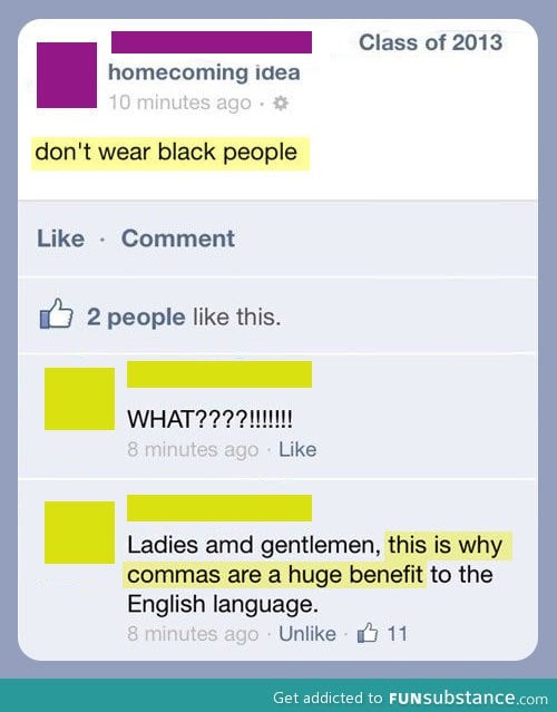 Use commas, people