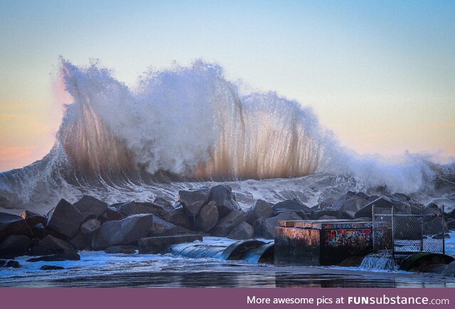 Venice breakwater backwash