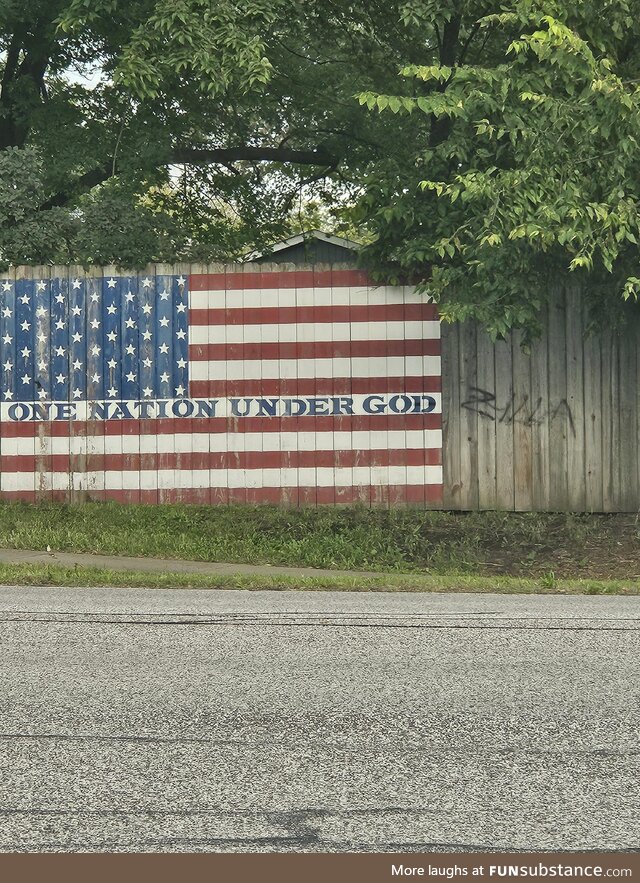 Someone's fence in our city. Hail the green one!