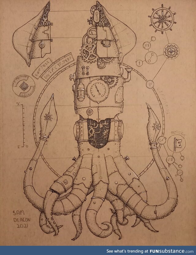My drawing of a Steampunk squid