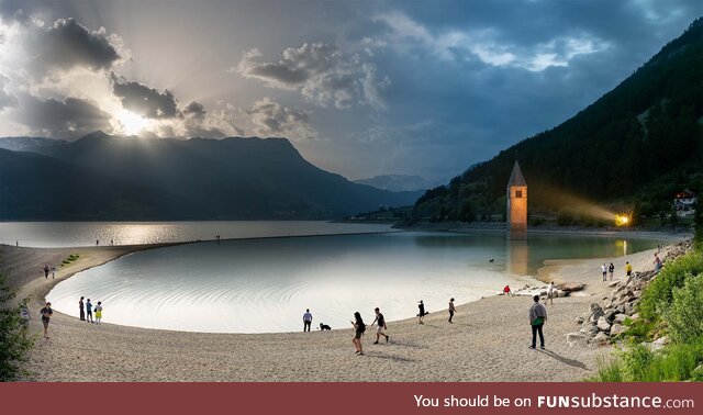 Timelapse reschensee, south tyrol, italy