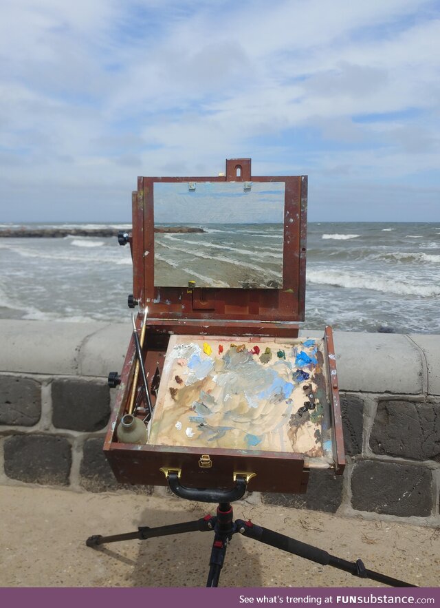 I spent a day painting by the ocean