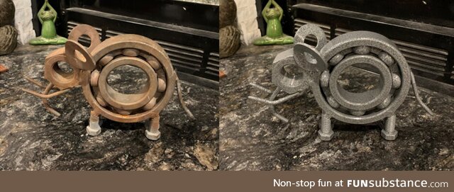 My Dad made this from spare parts when I was about 10 (45 years ago) I just had it powder