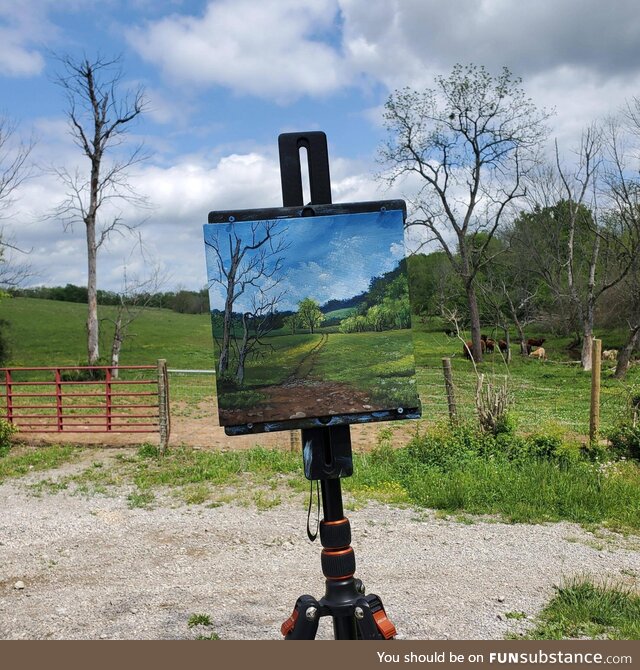 I painted a cow pasture today