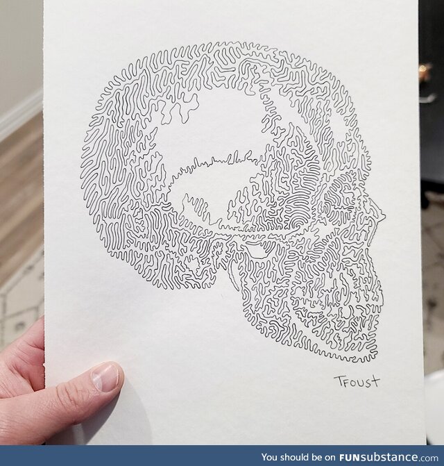 I love to draw images using one line that does not intersect. Wanted to share this one