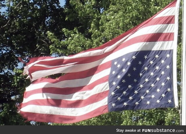 Neighbor is a Marine and changed his flag. A neighbor called the police as this was