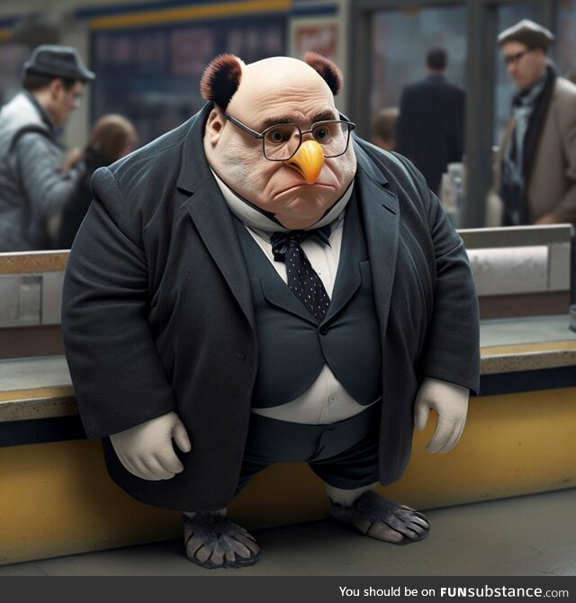 Danny DeVito as a penguin (made in MidJourney)