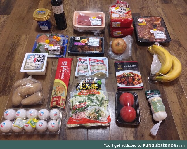 ¥5500 ($37USD) worth of groceries in Japan