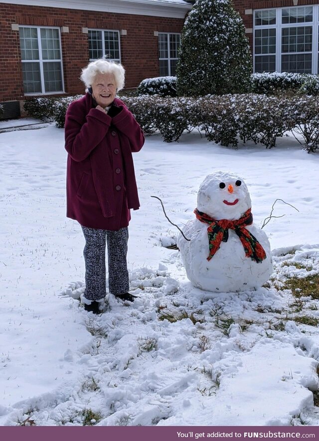 My grandmother and her snowman