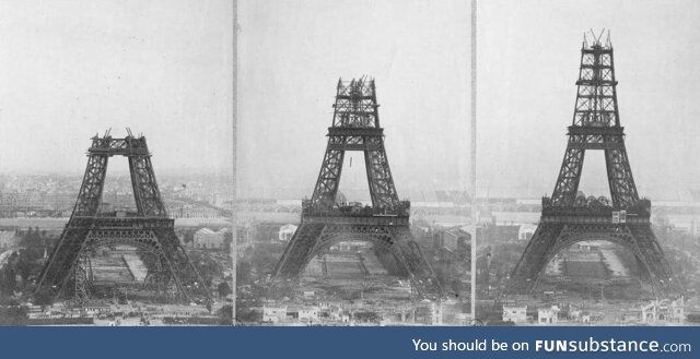 Eiffel Towerf being build throughout the years