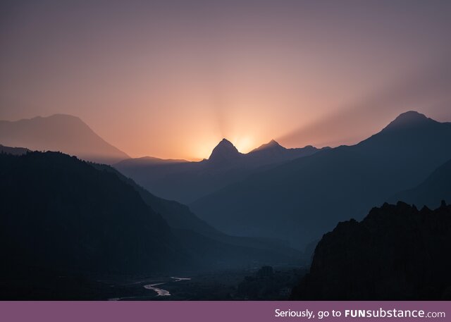 Epic sunset in Himalayas