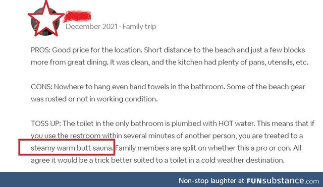 Found on Airbnb… anyone up for a steamy warm butt sauna?