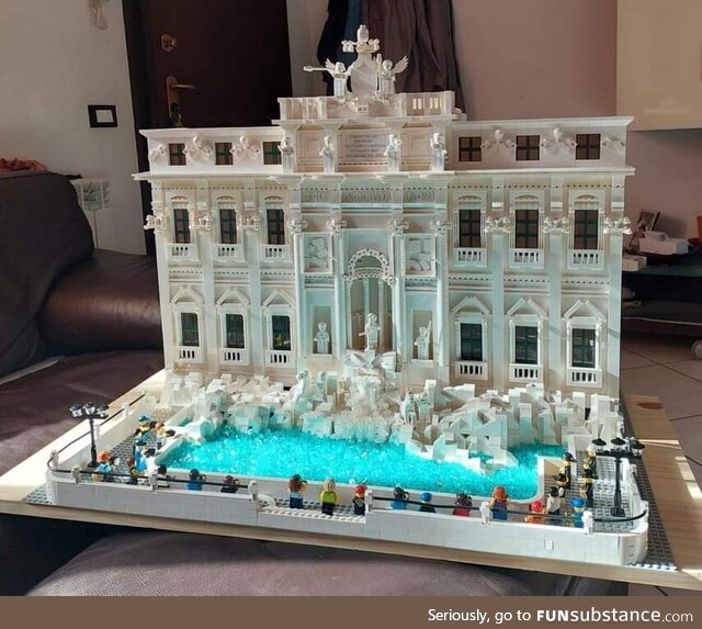 The Trevi Fountain reproduced with over 20 thousand Lego bricks