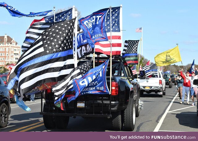 Flags flags and more flags. They love them some flags
