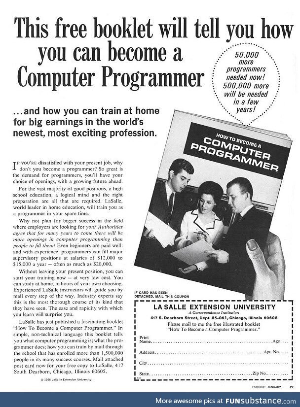 How to be a computer programmer in 1969
