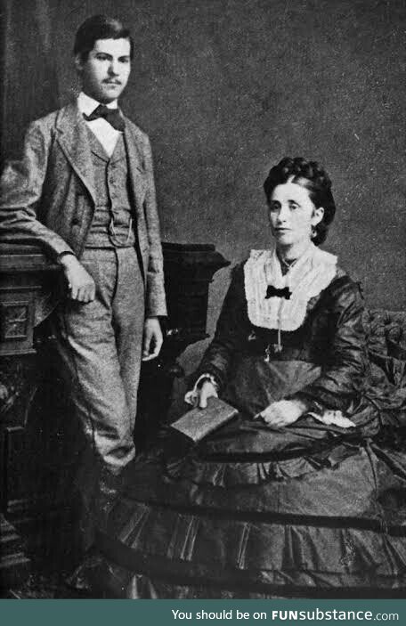 Teenage Sigmund Freud with his mother in 1872