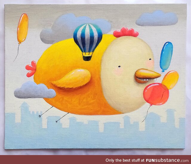 Giant Chicken, canvas 24x30 cm