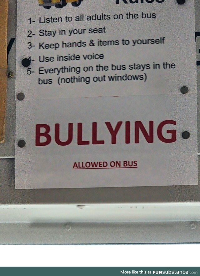 Child took a picture of the bus rules