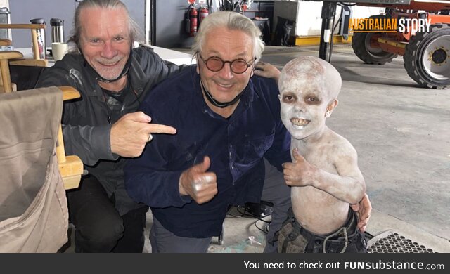 Quaden Bayles with Mad Max director George Miller