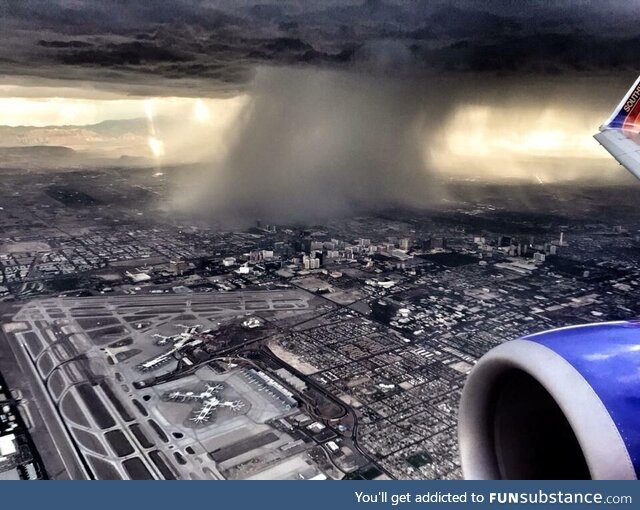 This is how rain looks like from an airplane
