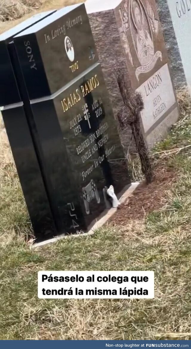 46 yo Isaias “Tino” Ramos gravestone, resembling a PS4