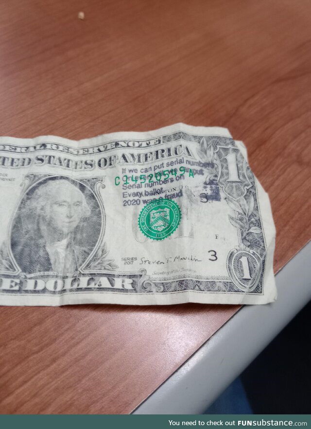 Found this stamped on a dollar bill